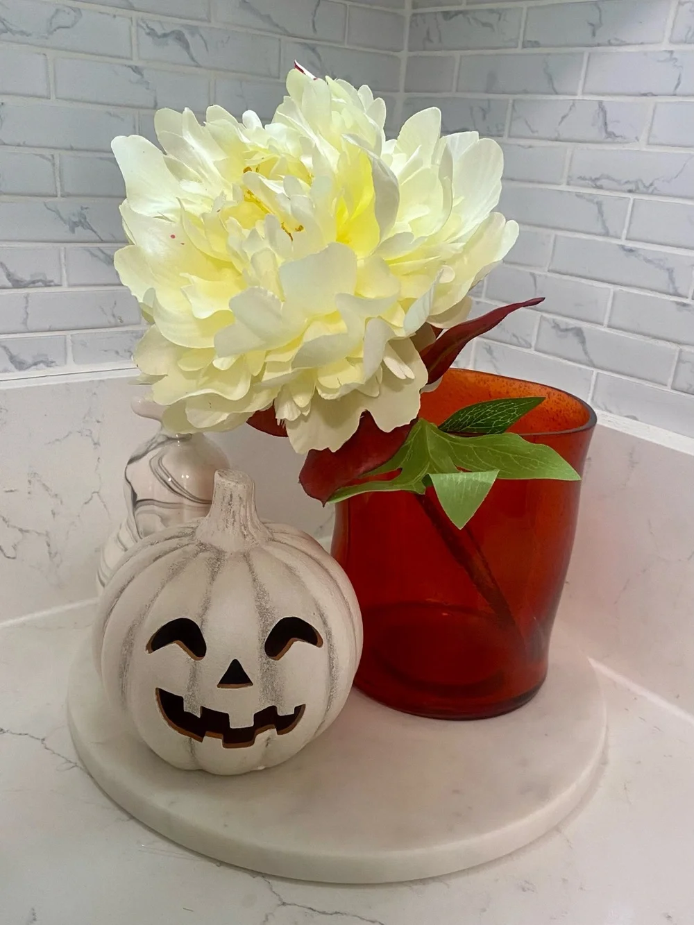 Amber Glass Hurricane Candle Holder